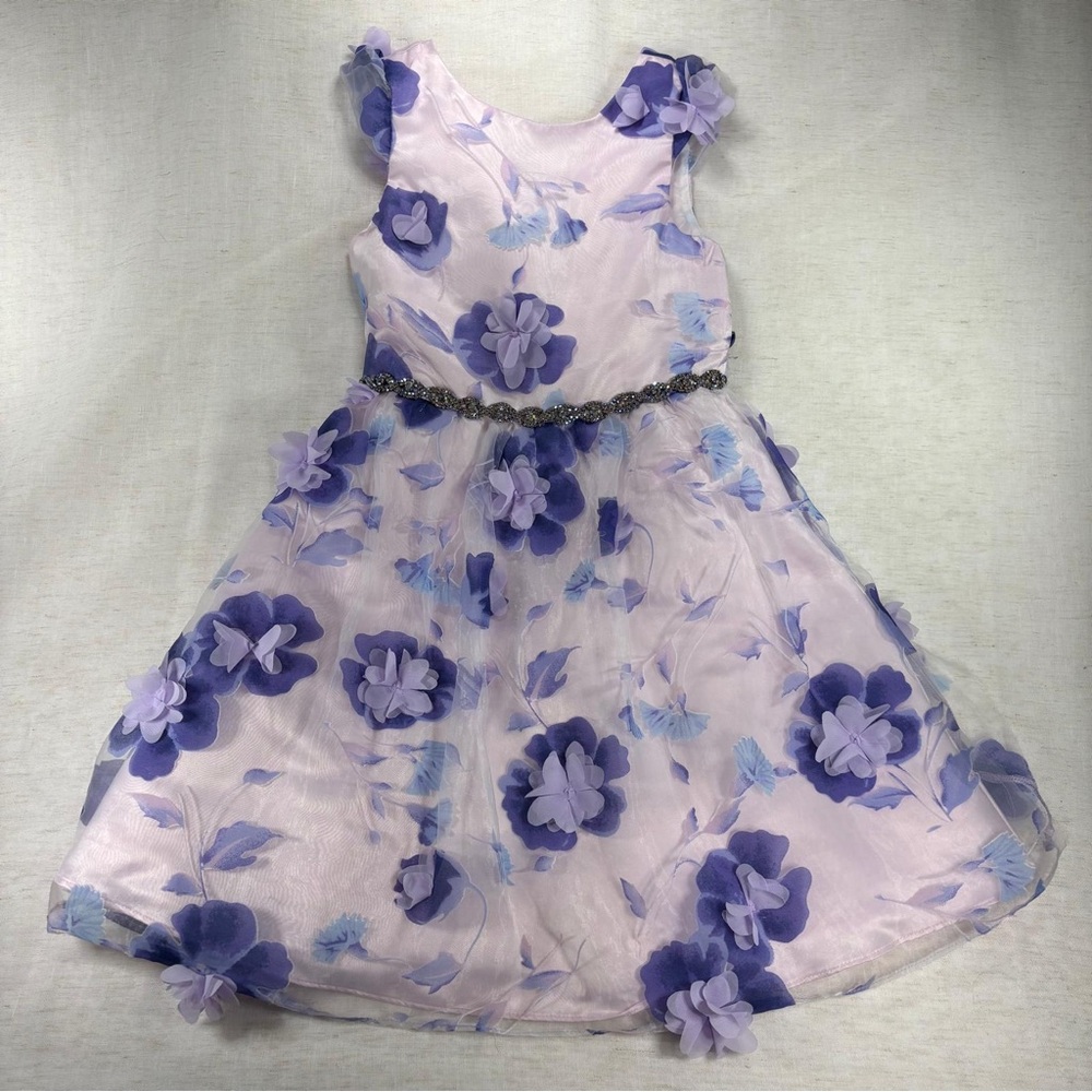 Rare Editions Lavender & Purple Floral Party Dress